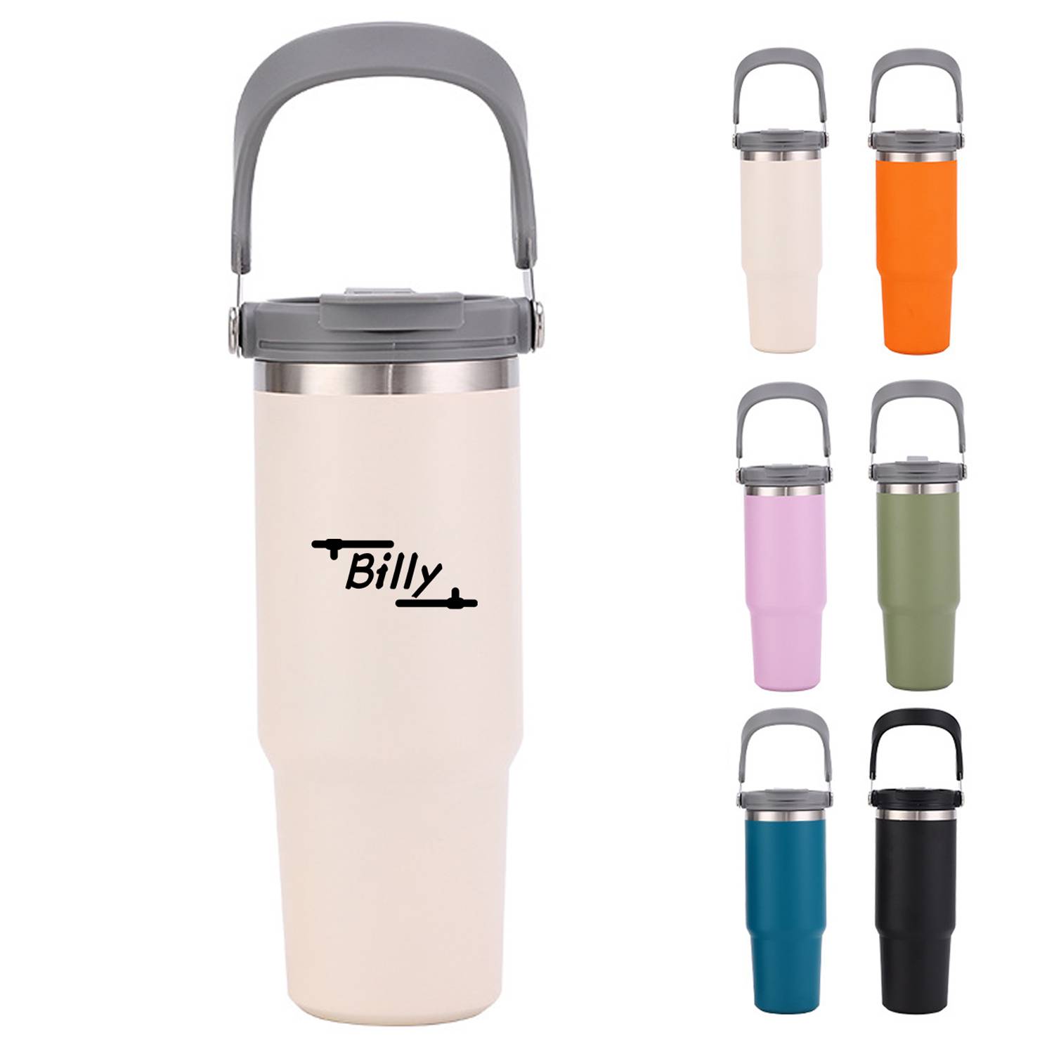 30Oz Portable Stainless Steel Tumbler With Handle 2