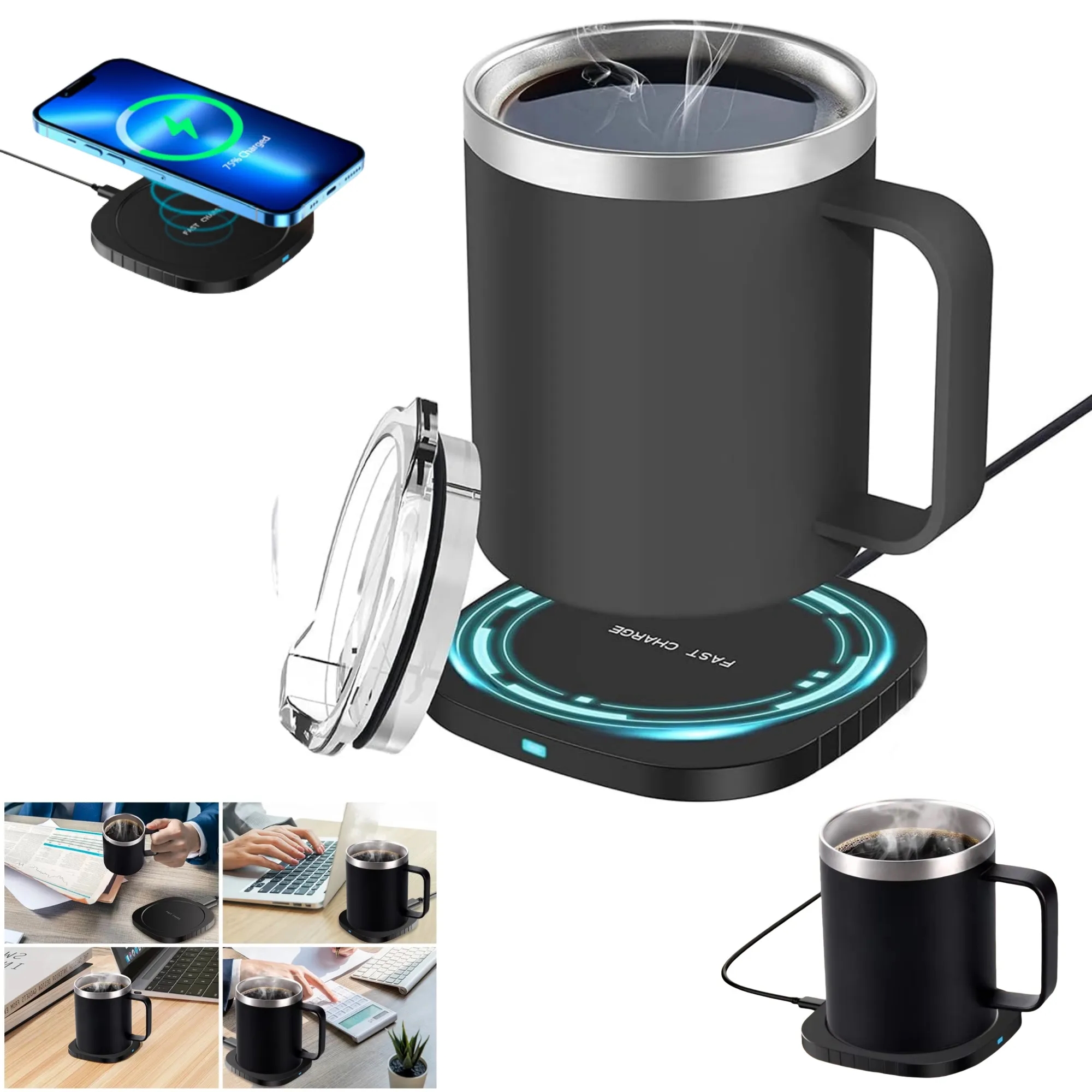 11oz Smart Self Heating Coffee Mug with 15W Wireless Charger 5