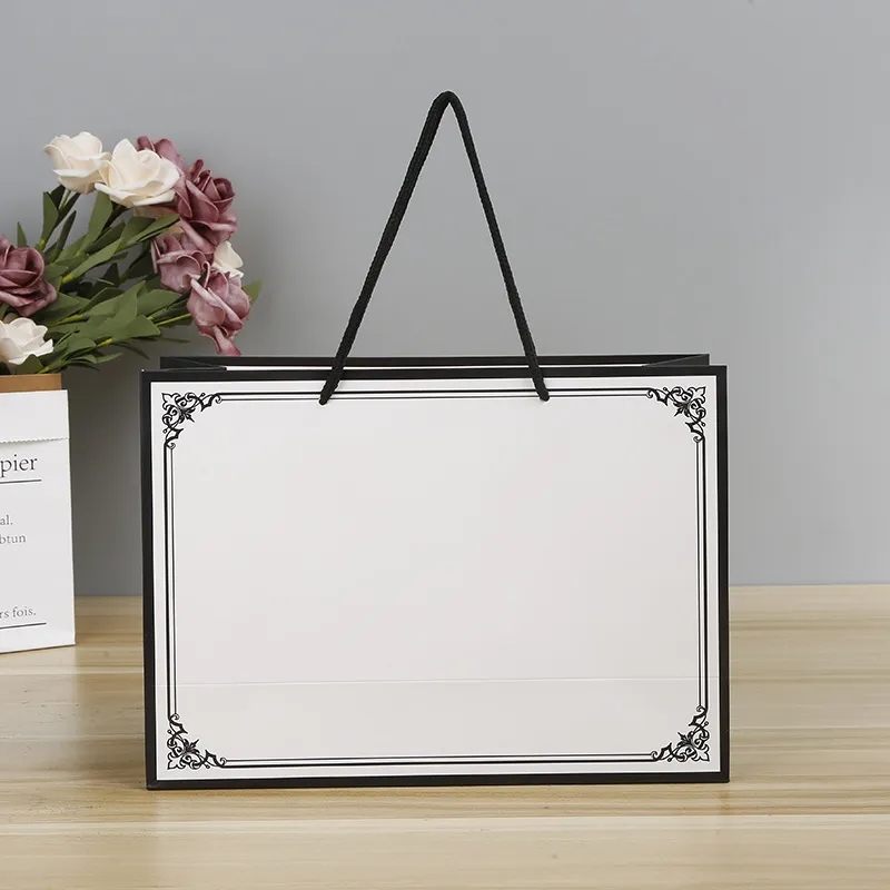 Horizontal White Paper Euro Tote Bag W/ CottonRope Handles 5