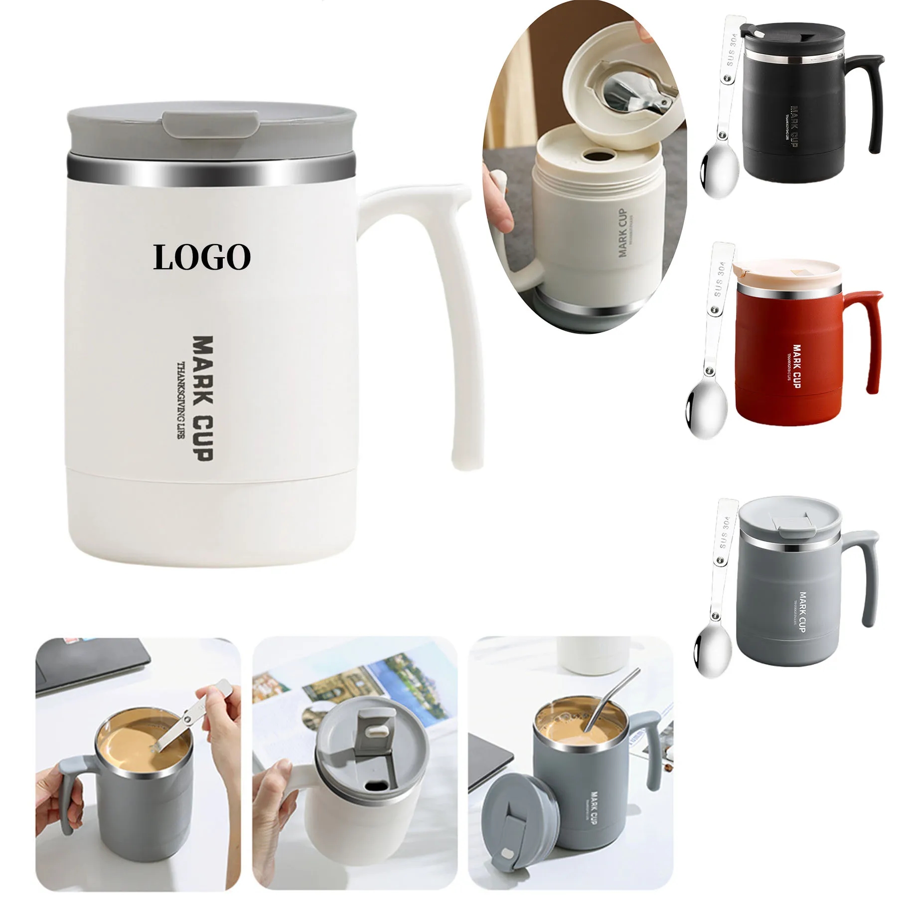 17OZ Insulated Mug with Lid and Spoon 3