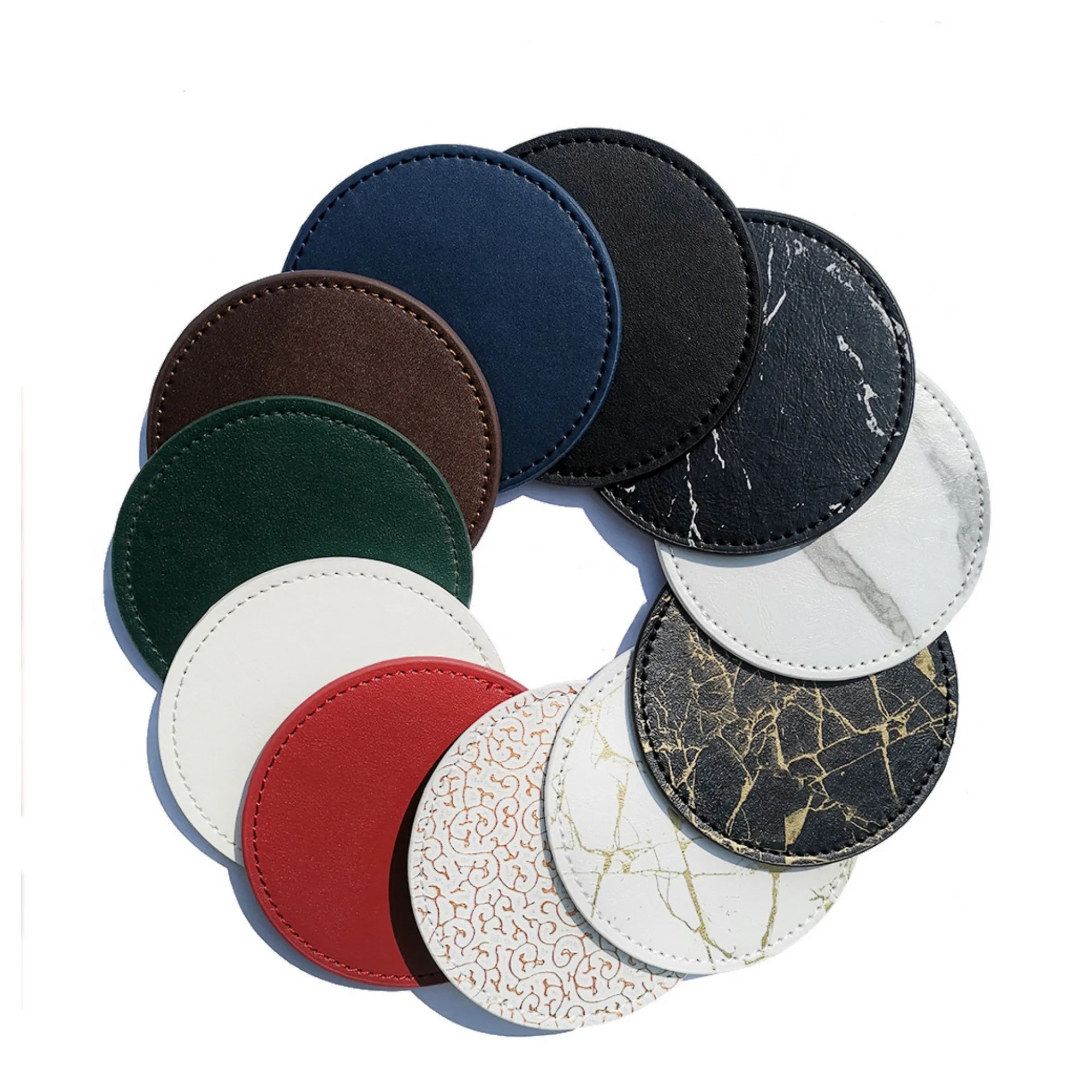 Leather Round Coaster 2