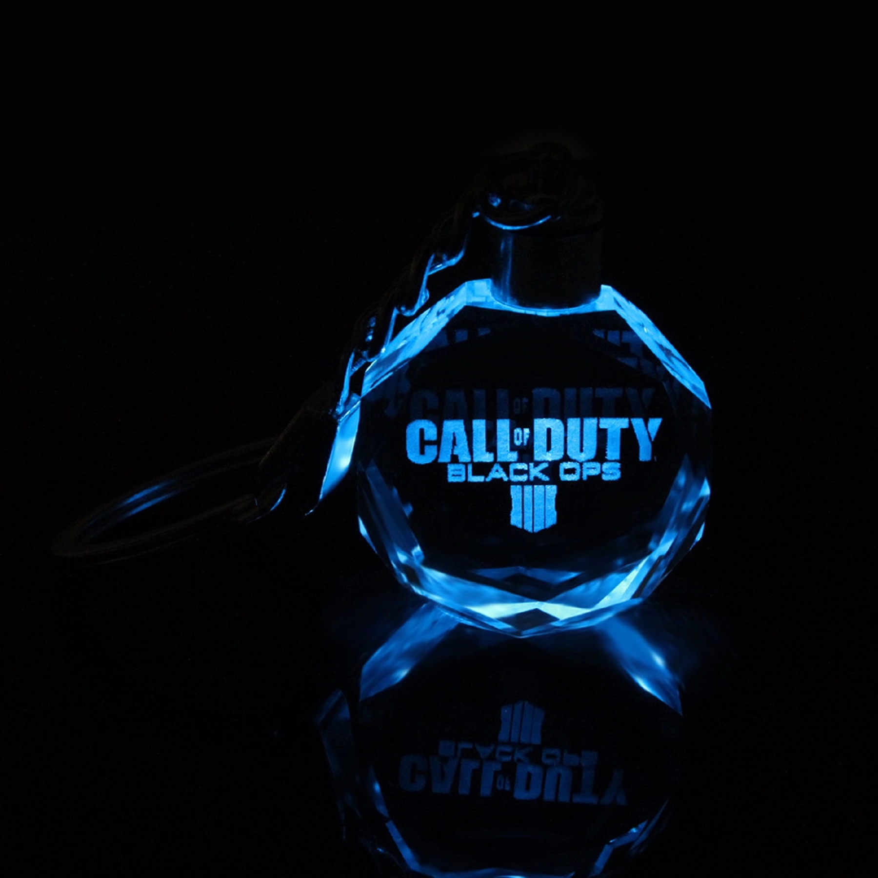 LED Light Octagon Crystal Key Chain 3