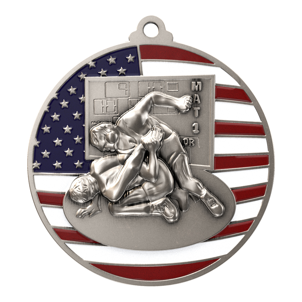 Wrestling Patriotic Medallion (2-3/4") 6