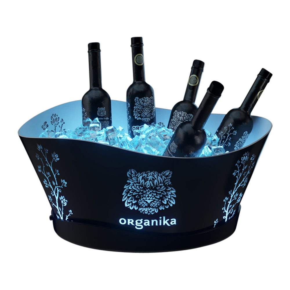 Large Black Plastic LED Ice Bucket 8