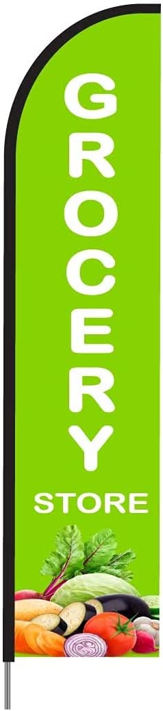 Grocery Store Feather Flag Swooper Banner Pole Kit Retail Store Sign Display, 15ft - Red 2