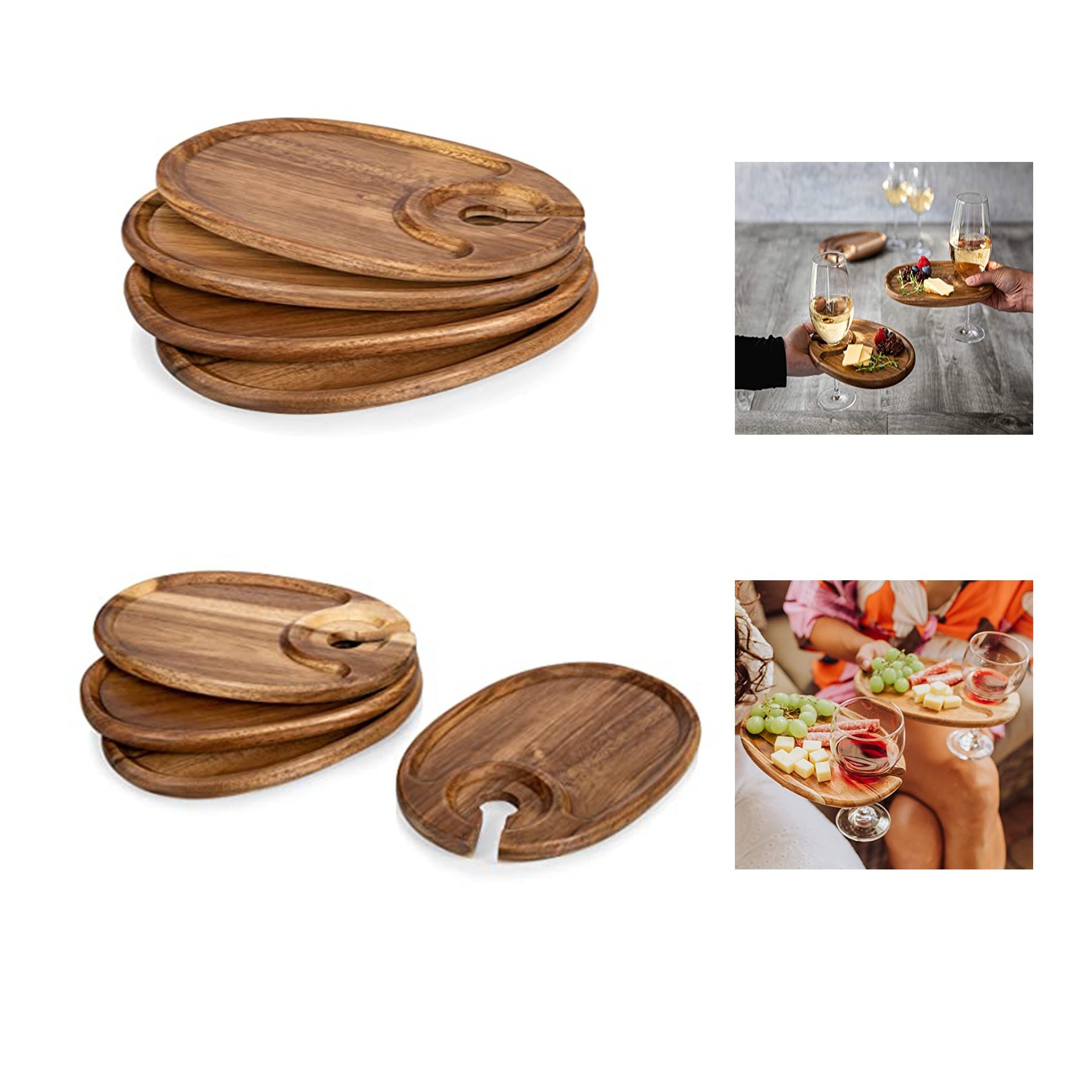 Cheese Board with Wine Holder and Glass Holder 2
