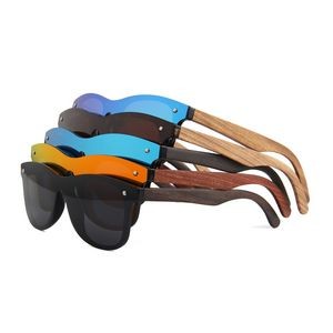 Fashionable Mirror Frameless Polarized Wooden Sunglasses 5