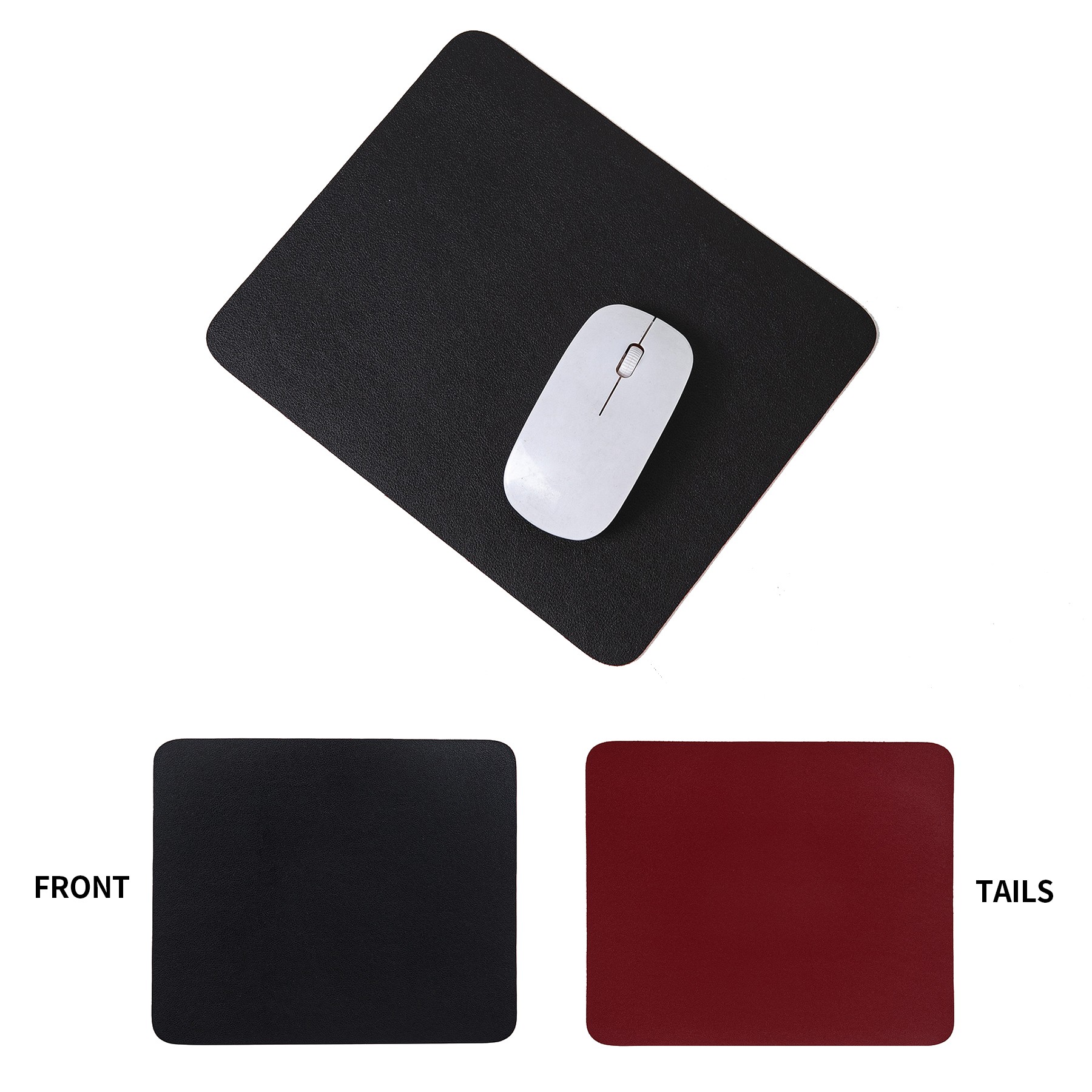 Square Double-Sided Leather Solid Color Mouse Pad 2