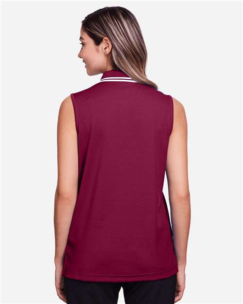 Women's CrownLux Performance® Plaited Tipped Sleeveless Polo - DG20SW 6