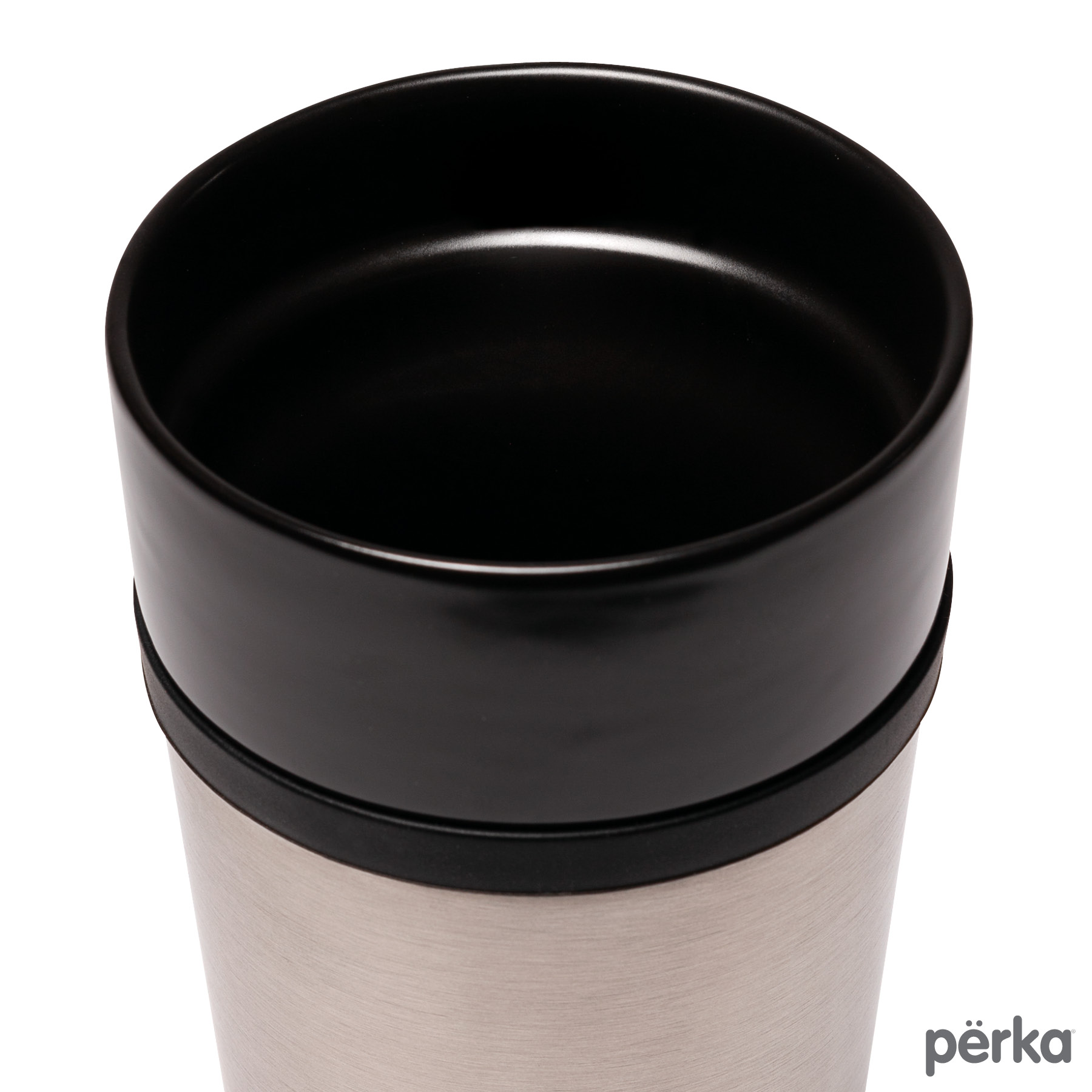 Perka® Linden 14 oz. Double Wall Ceramic Tumbler w/  Stainless Steel Outer 9
