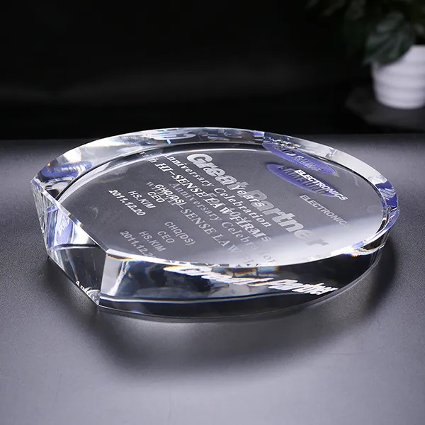 Clear Crystal Stand Up Circle Award 4