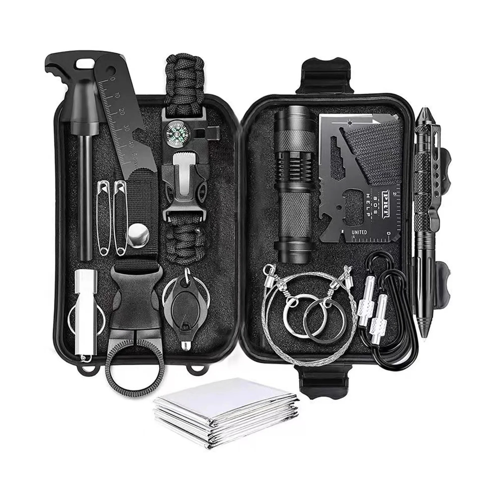 Emergency Survival Gear Kit W/ 12 Tools in Hard Case 5
