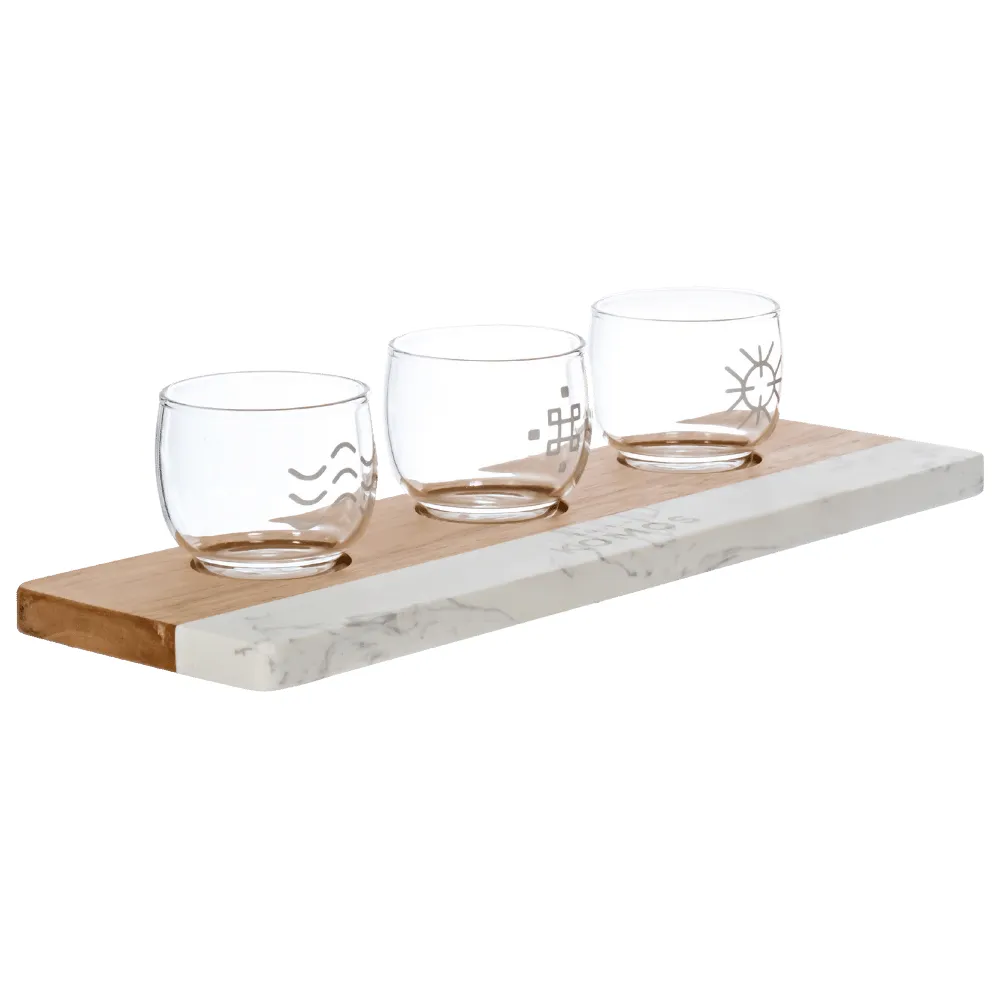 Marble & Bamboo Hybrid Tasting Flight Tray 5
