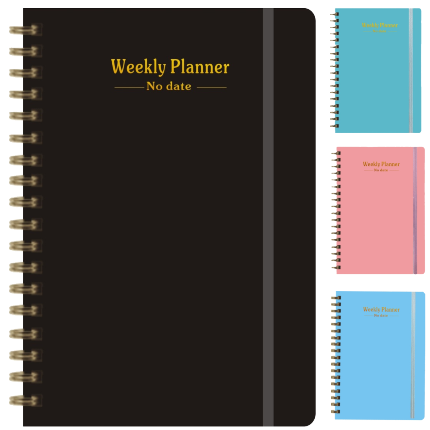 A5 Weekly Planner Spiral Hardcover Notebook w/ Elastic Band 5