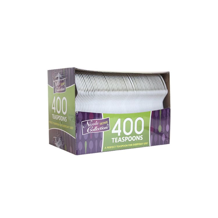 Plastic Teaspoons - White 400 Pack 2