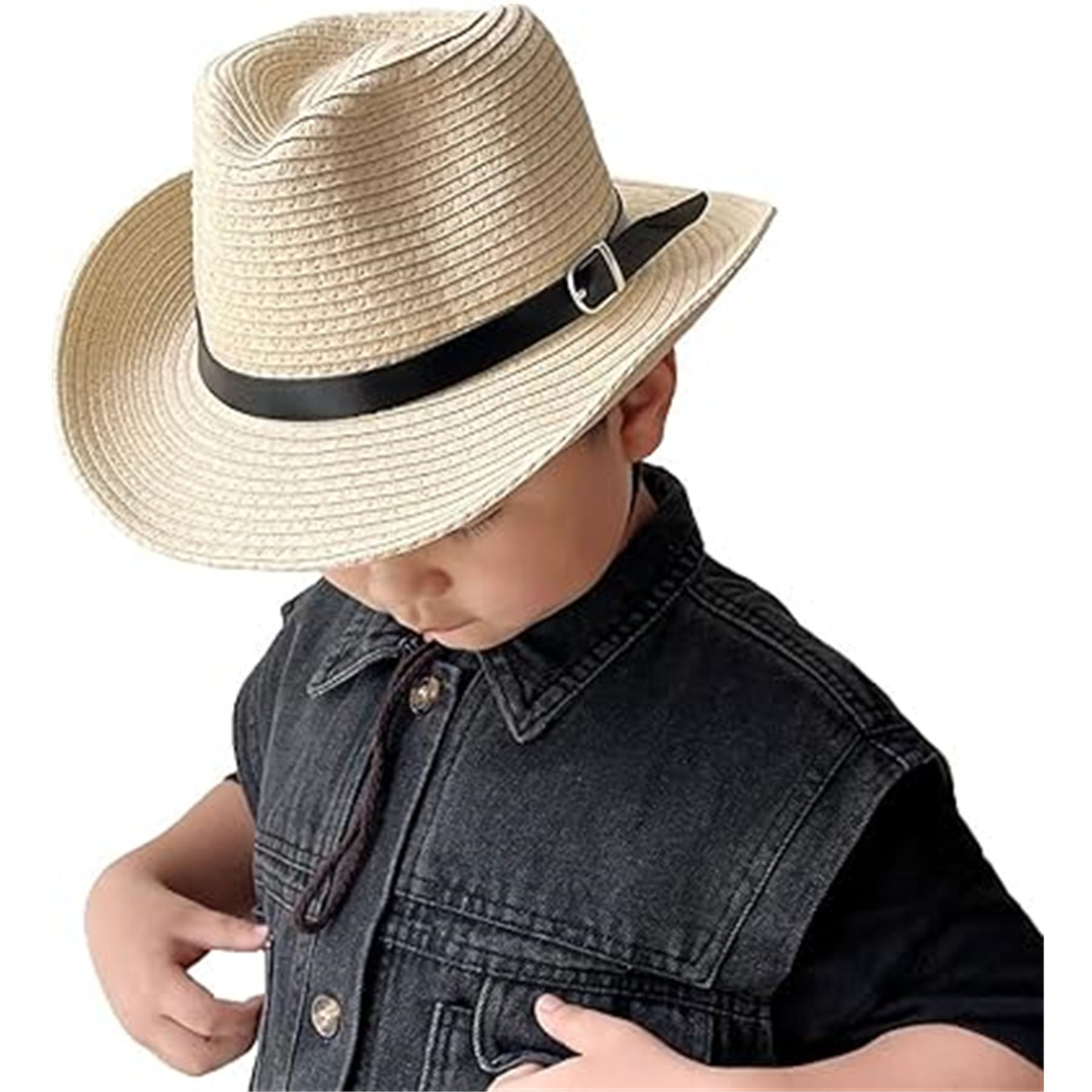 Straw Fedora Sun Hat for Kids 7