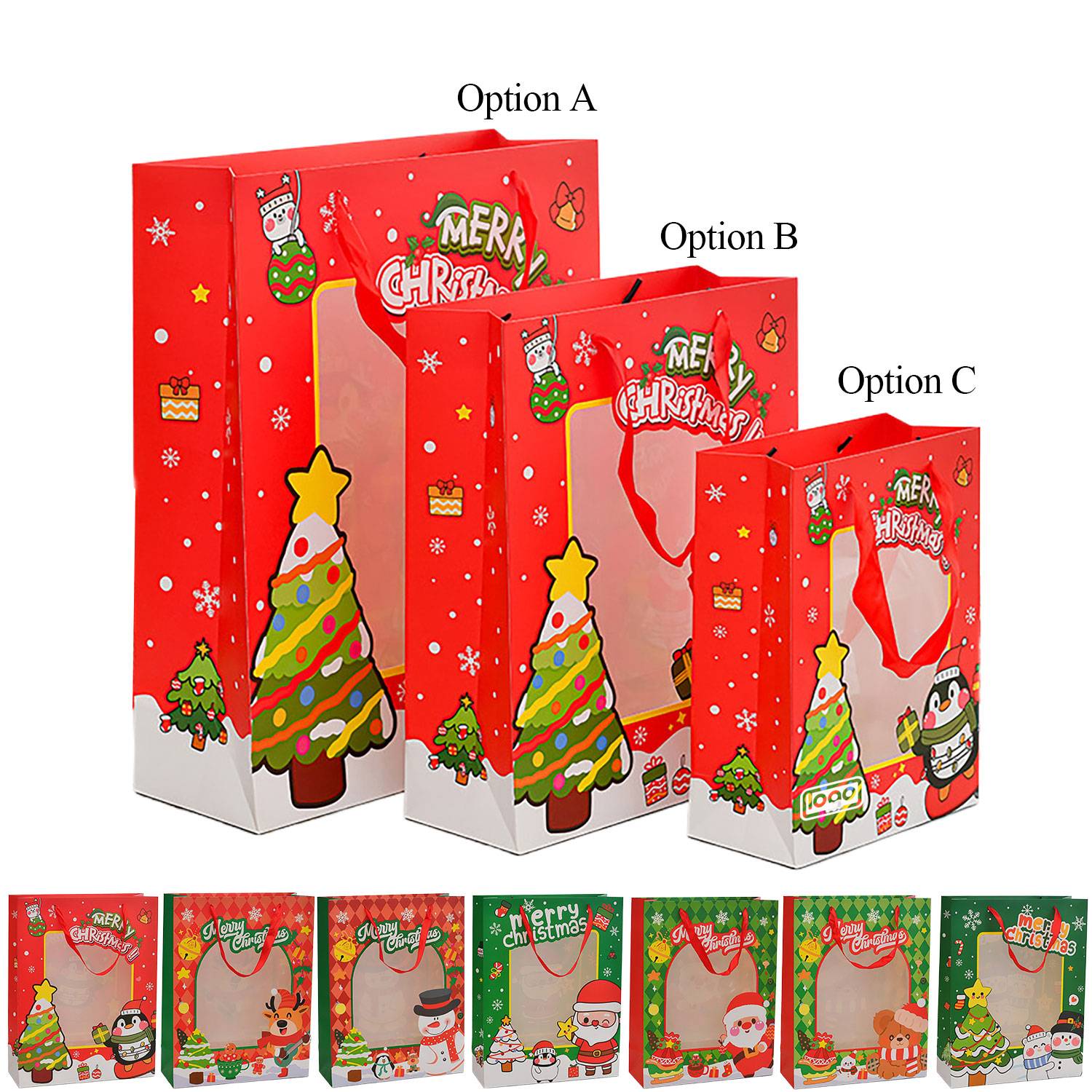 Christmas Gift Paper Bag w/ Clear Window 6