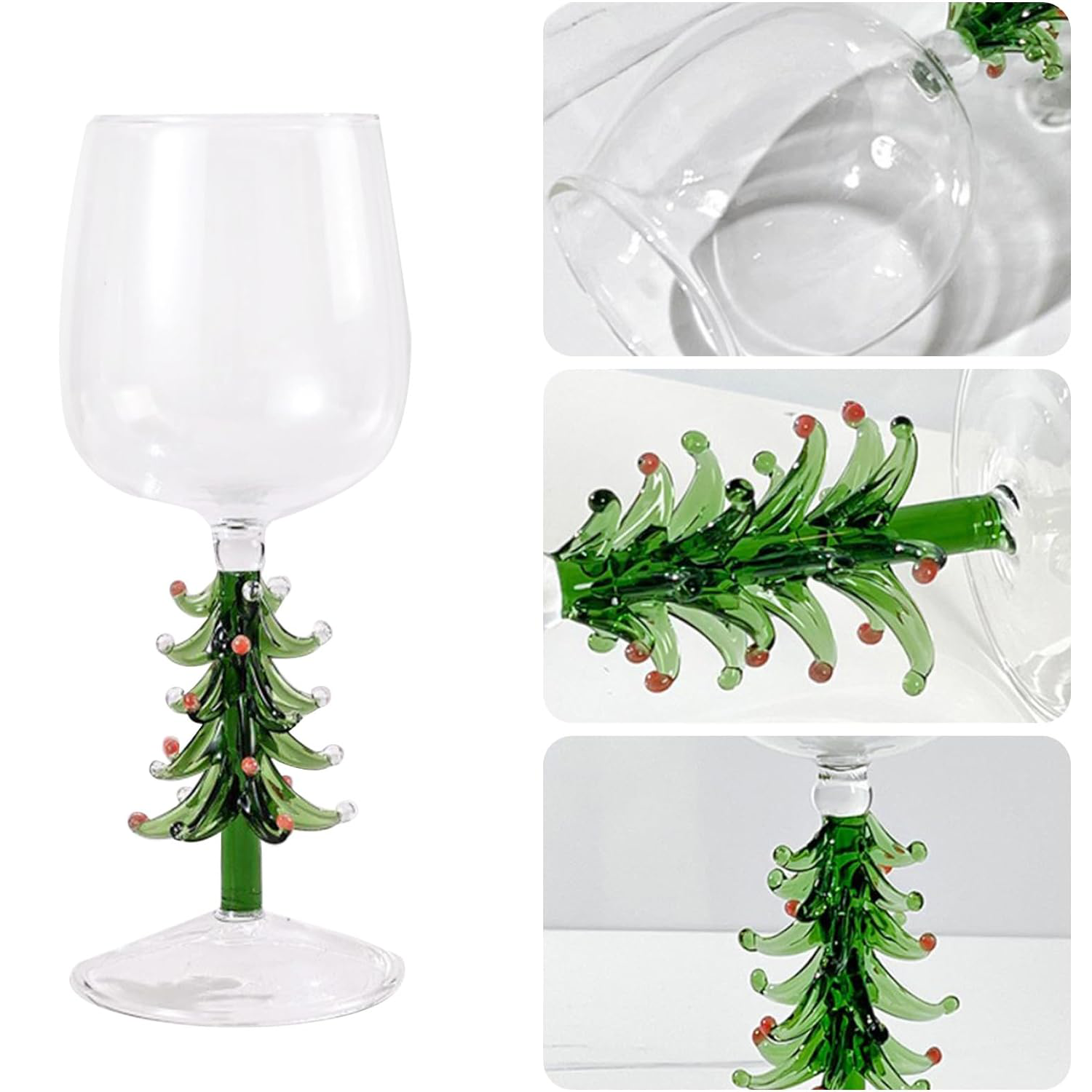 Christmas Tree Figure Inside Wine Glasses Cup 2