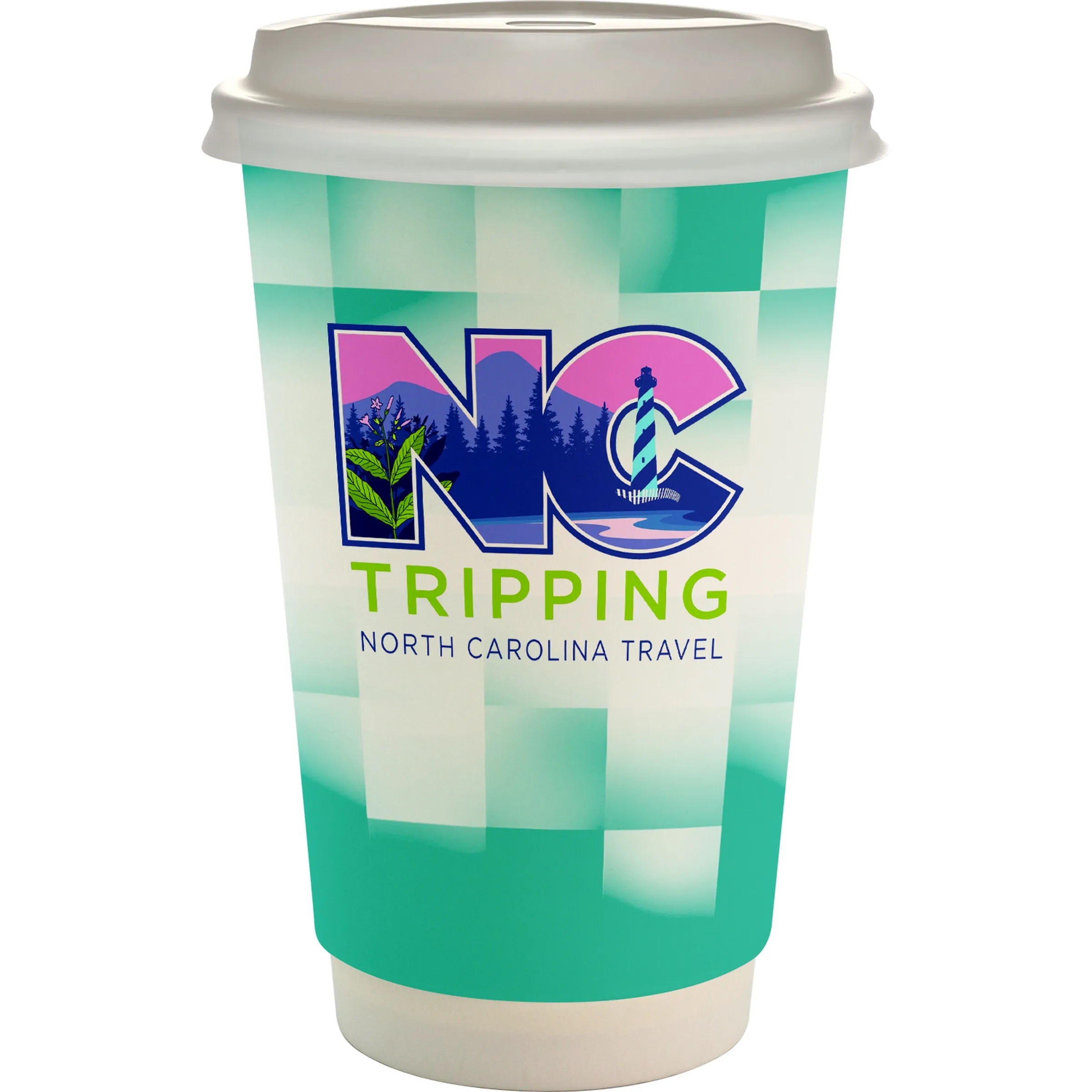 16 oz. Full Color Shaded Checkers Paper Cup With Lid 15
