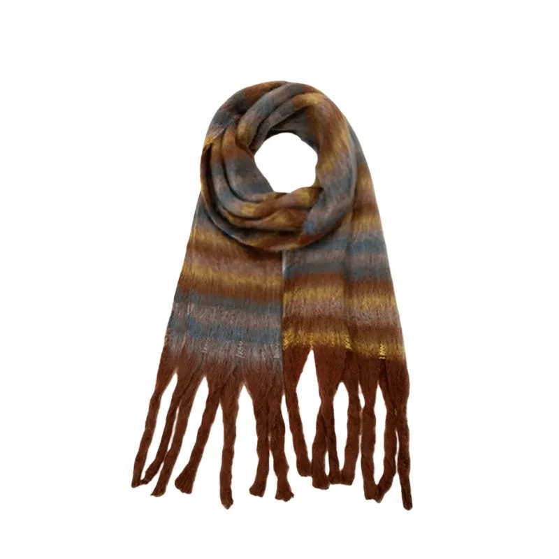 Warm Color-Block Knit Winter Scarf 4