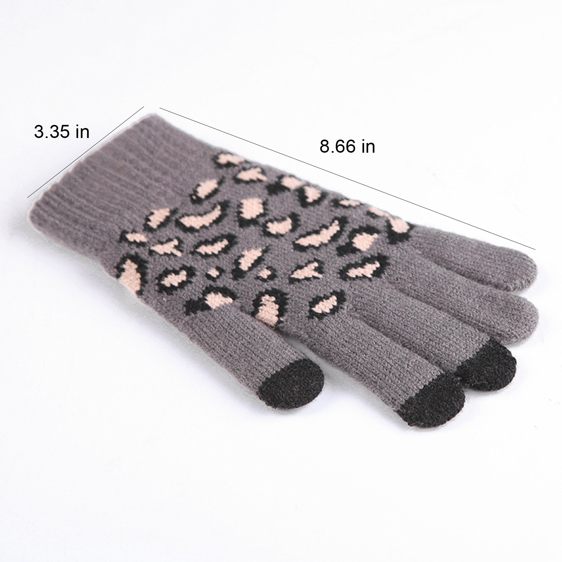 Leopard Jacquard Knit Gloves 8
