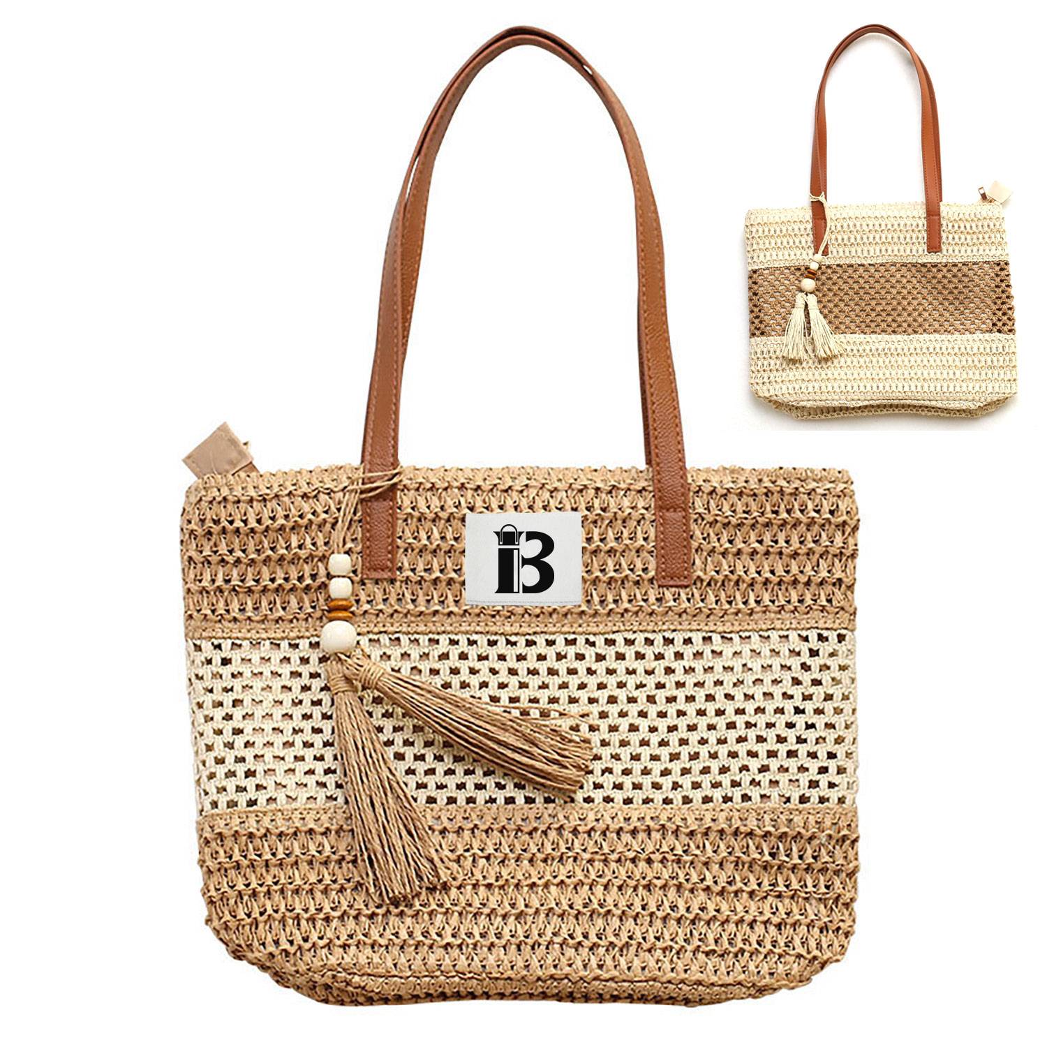 Skeleton Shoulder Straw Bag