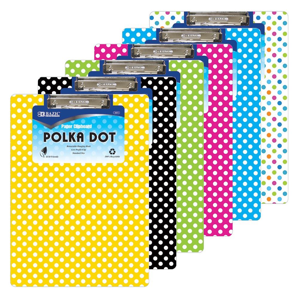 Clipboards - Low Profile Clip Assorted Polka Dot Designs 2