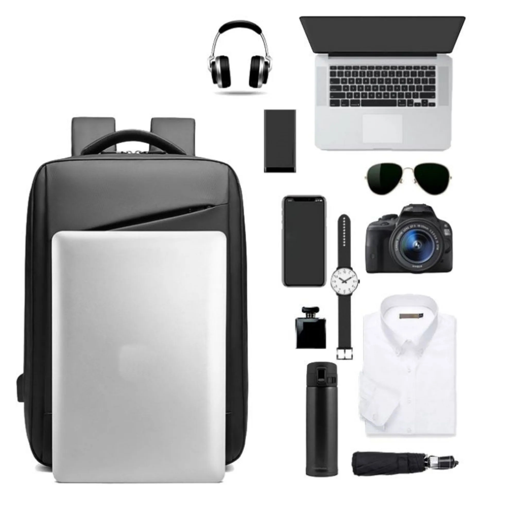 Business Patent Leather 15.6" Laptop Backpack With USB Port 3