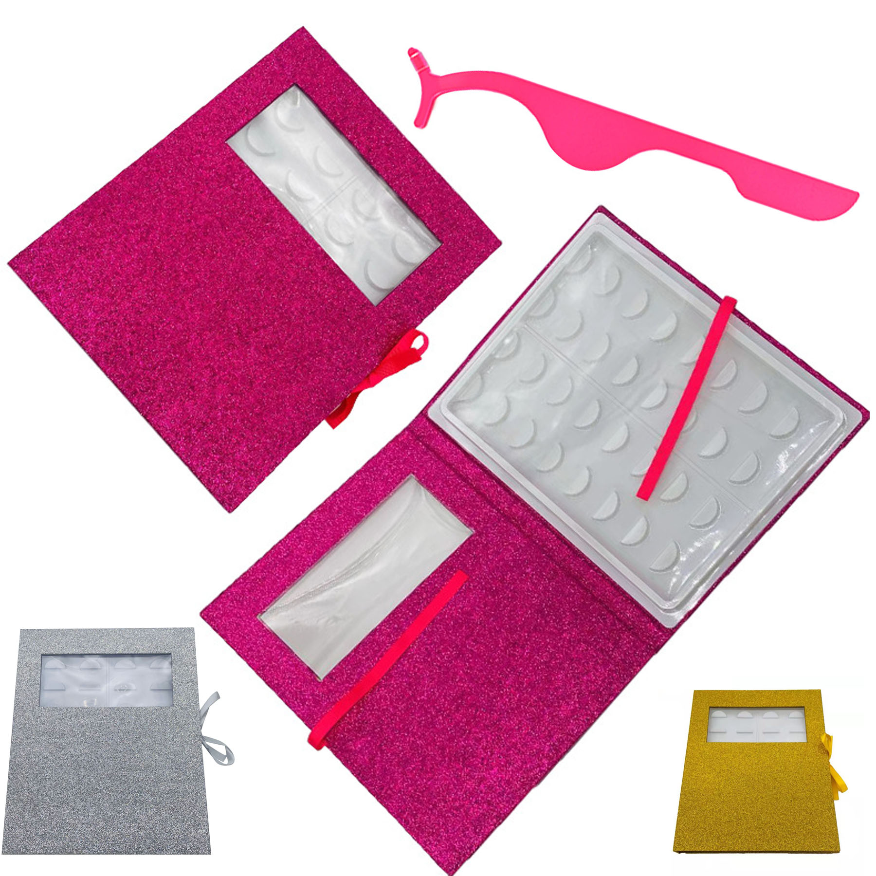 16 Pairs Eyelash Storage Book with Tweezers