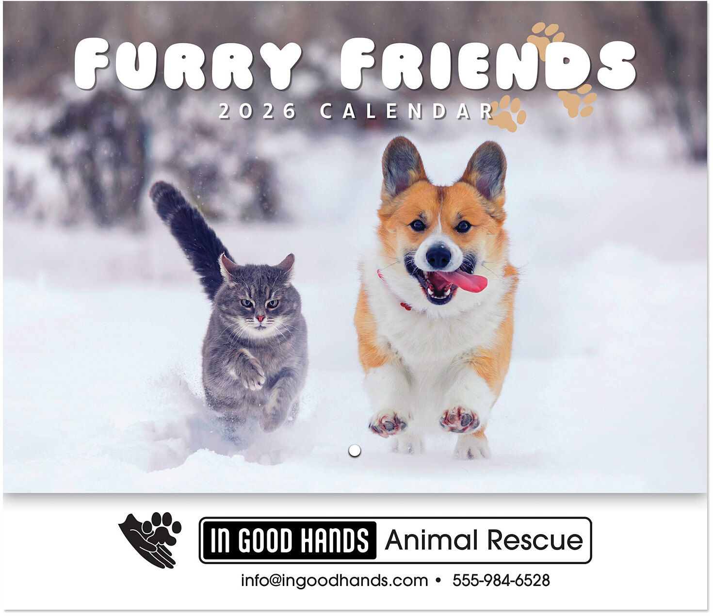 FURRY FRIENDS STAPLED WALL CALENDAR 12