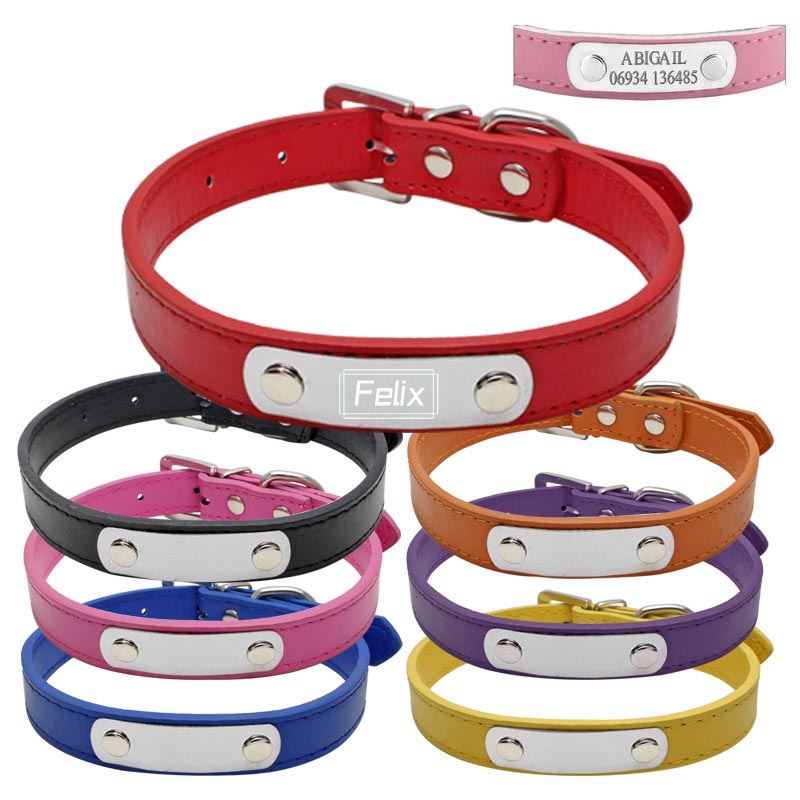 Leather Dog Cat Collar With Soft Padded 2