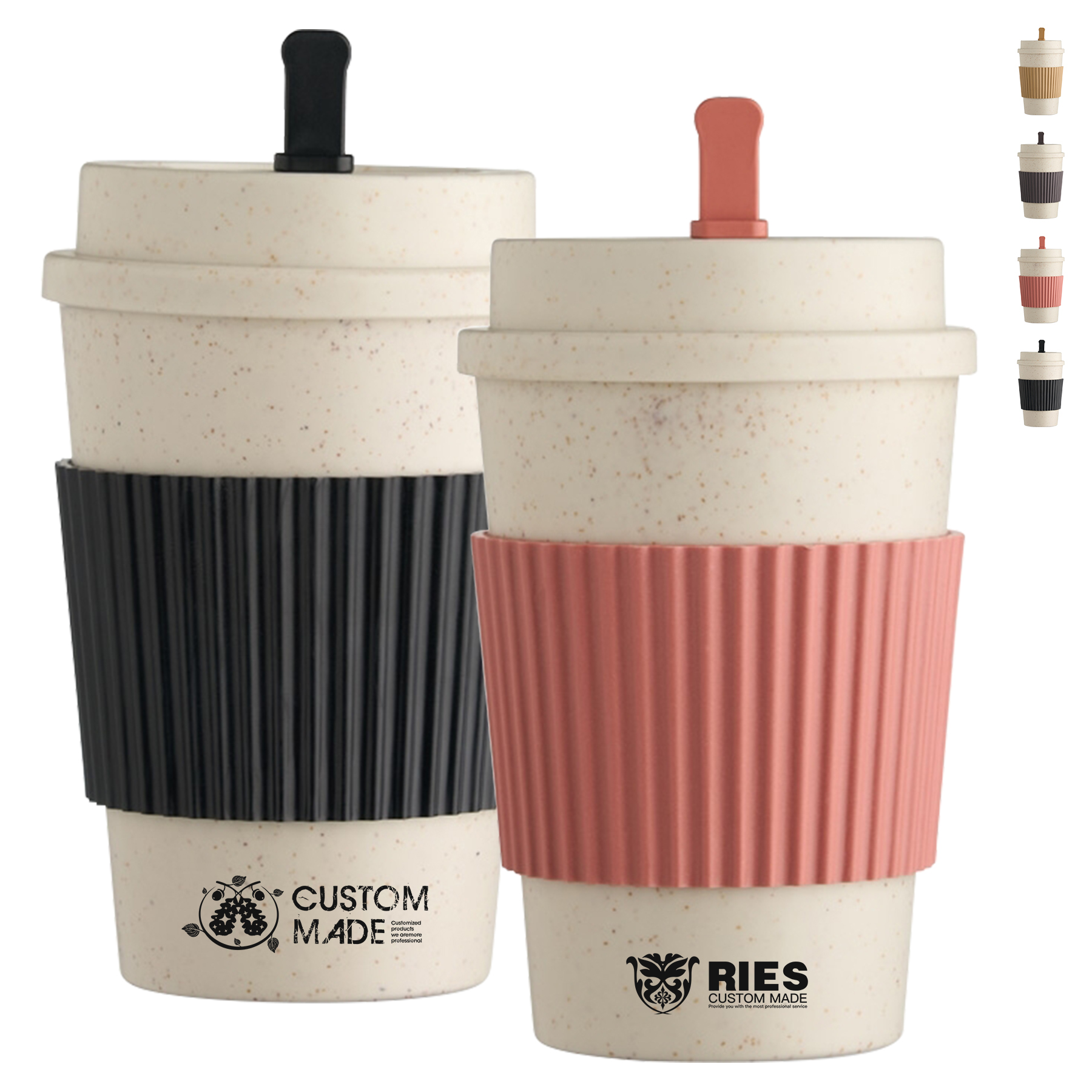 Wheat Straw Coffee Cup With Lid 2
