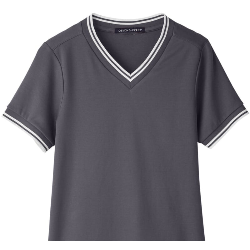 Devon & Jones Ladies' CrownLux Performance™ Plaited Tipped V-Neck Polo 23