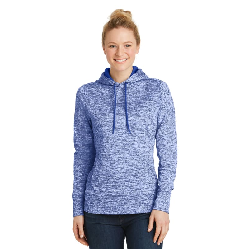 Sport-Tek Women's PosiCharge Electric Heather Fleece Hooded Pullover. 3