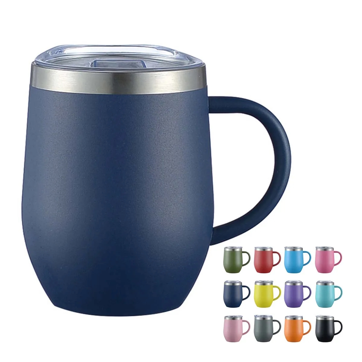 12oz Stainless Steel Insulated Coffee Mug With Lid Handle 5