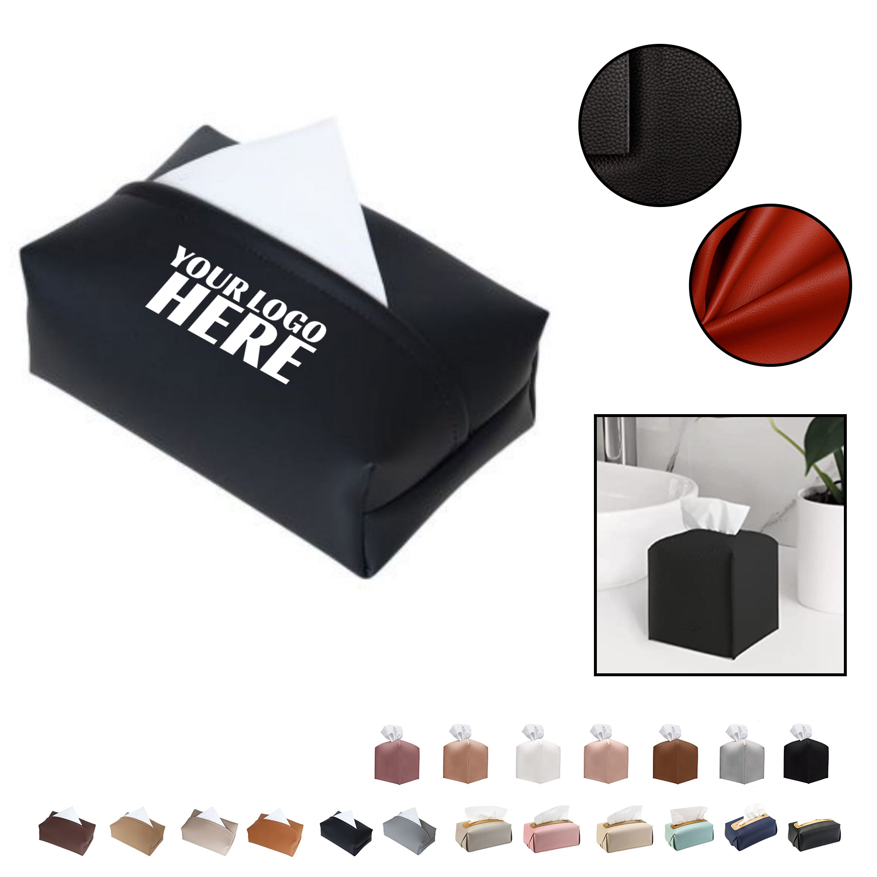 Pu Leather Square Tissue Box Holder 2