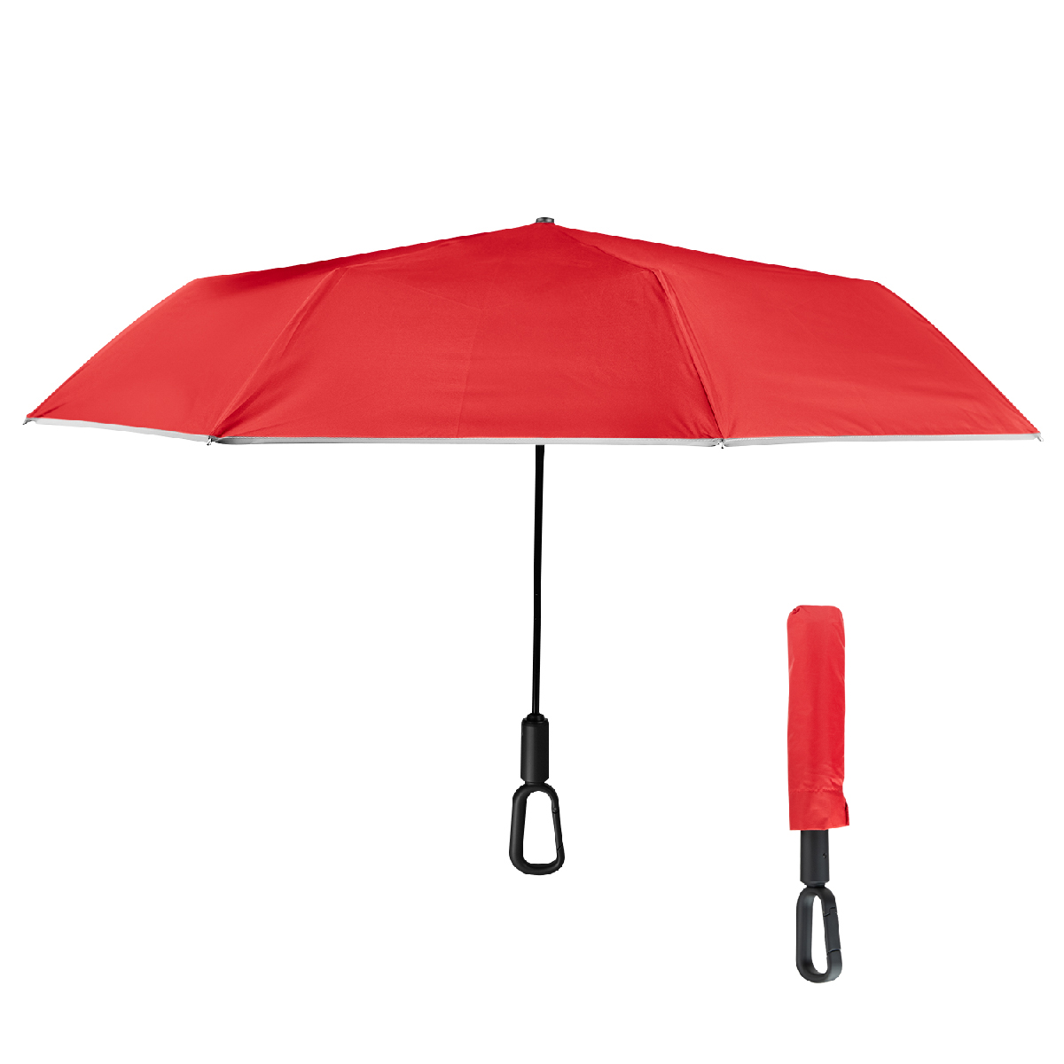 46" Arc Reflective Umbrella With Carabiner Handle 7
