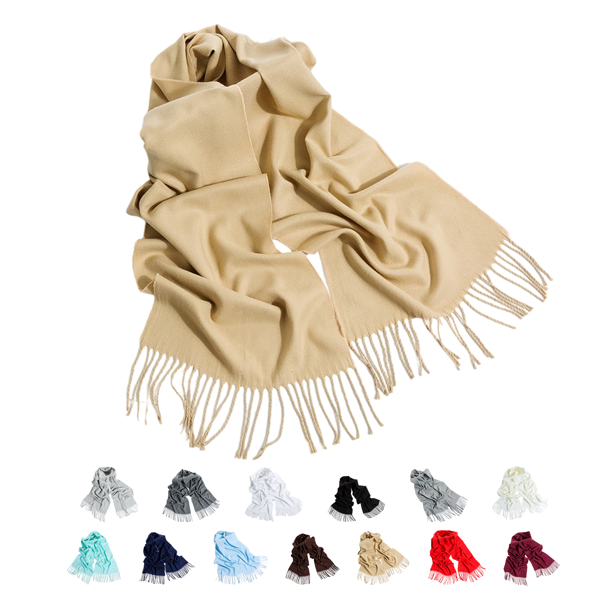 Pashmina Woven Scarf Long Soft Fabric With Fringe 27" x 78" 17