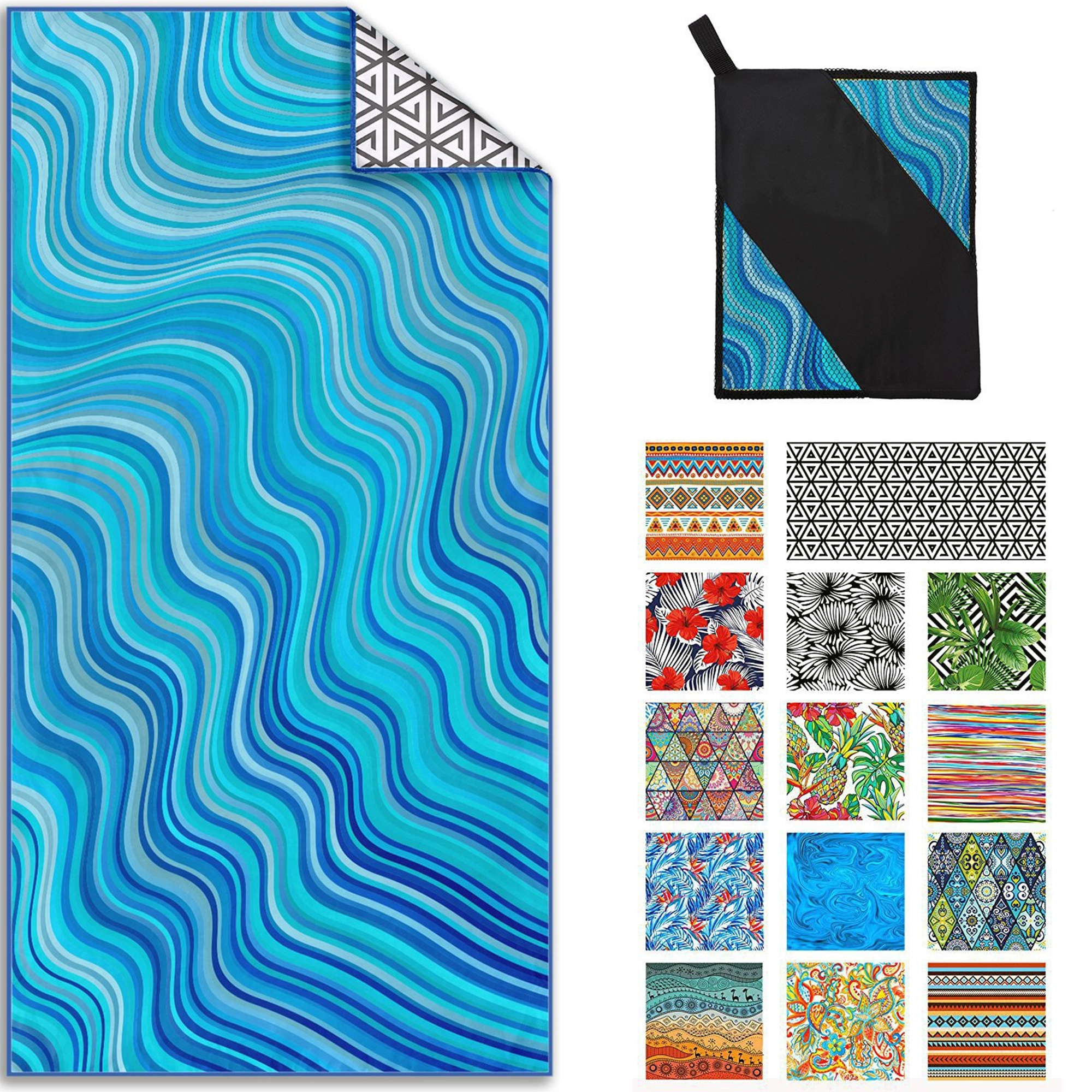 Oversized Microfiber Beach Towel Quick Dry Sandproof Compact 1