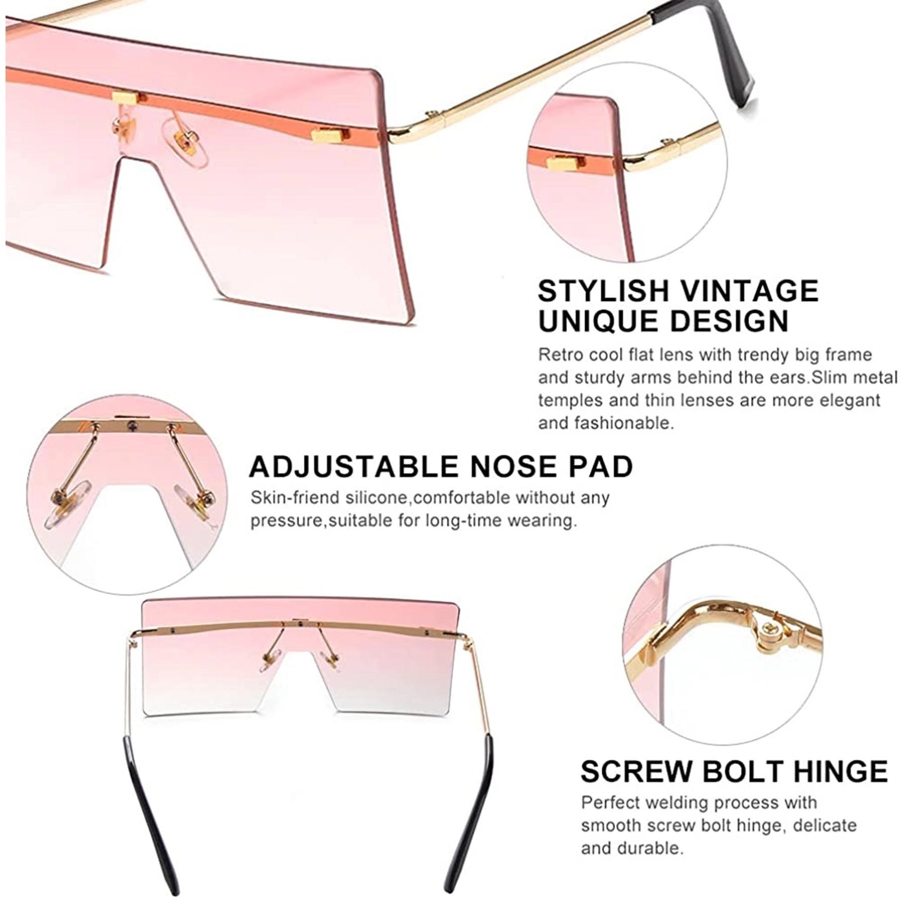 Retro Rimless Rectangle Sunglasses 8