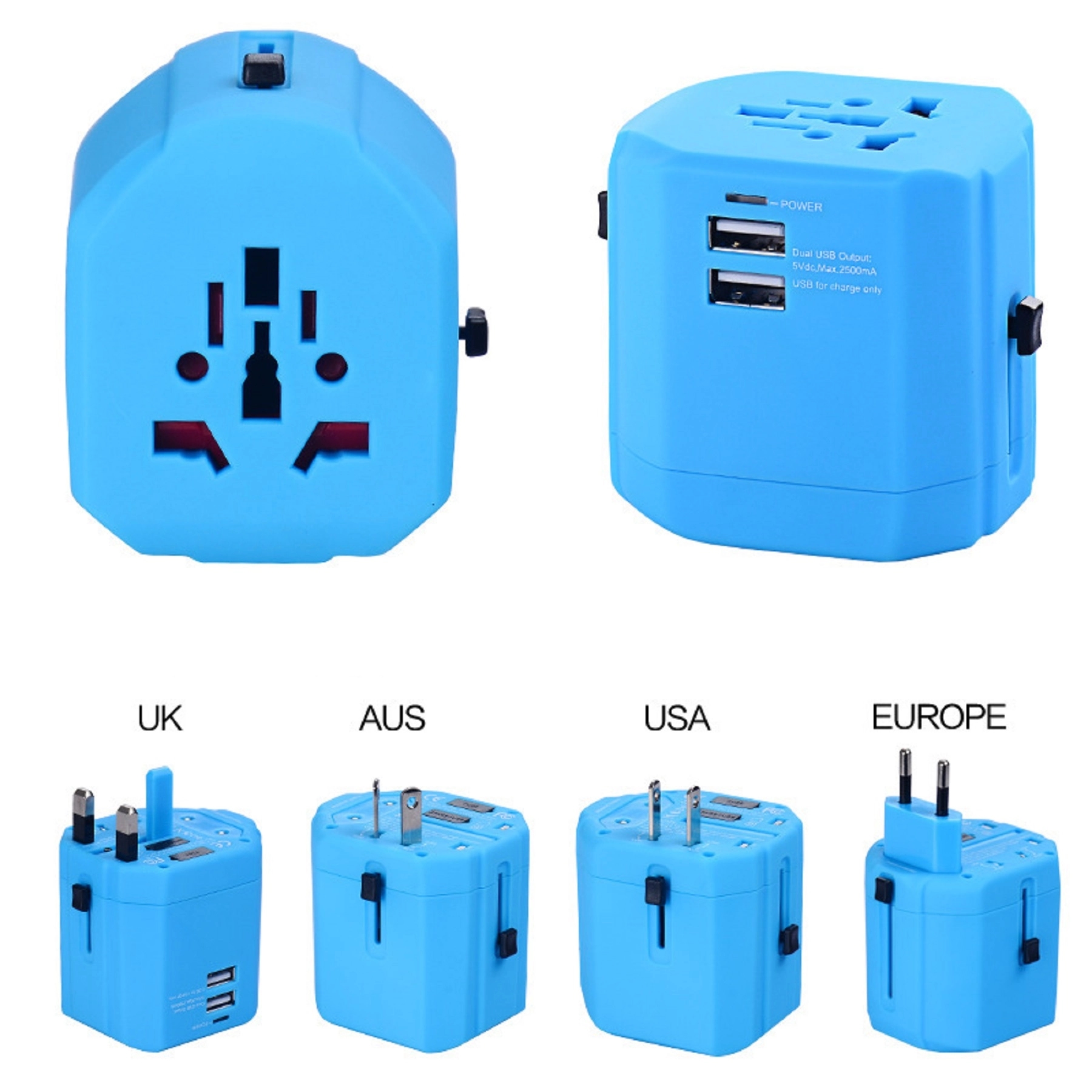World Travel Adapter Plug with 2 USB Ports 9