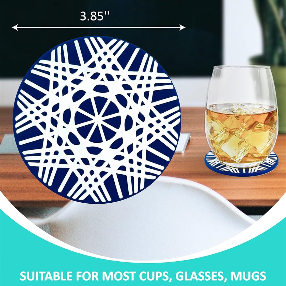 6 Pcs Reusable Figure Silicone Drink Coasters Set With Holder 3