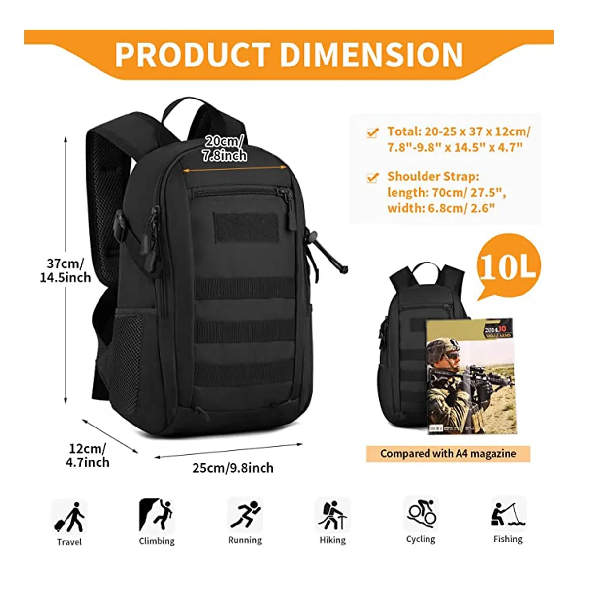 10L/20L Mini Daypack Military MOLLE Backpack 1