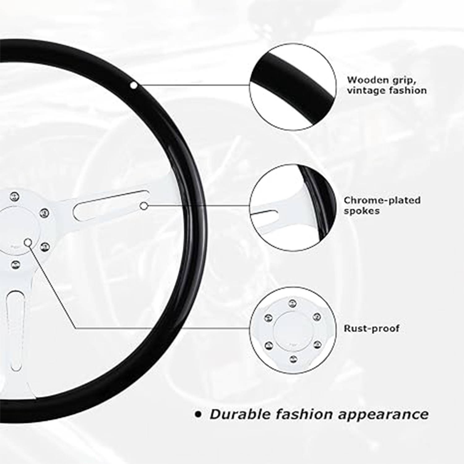 Wood Grain Racing Steering Wheel 5