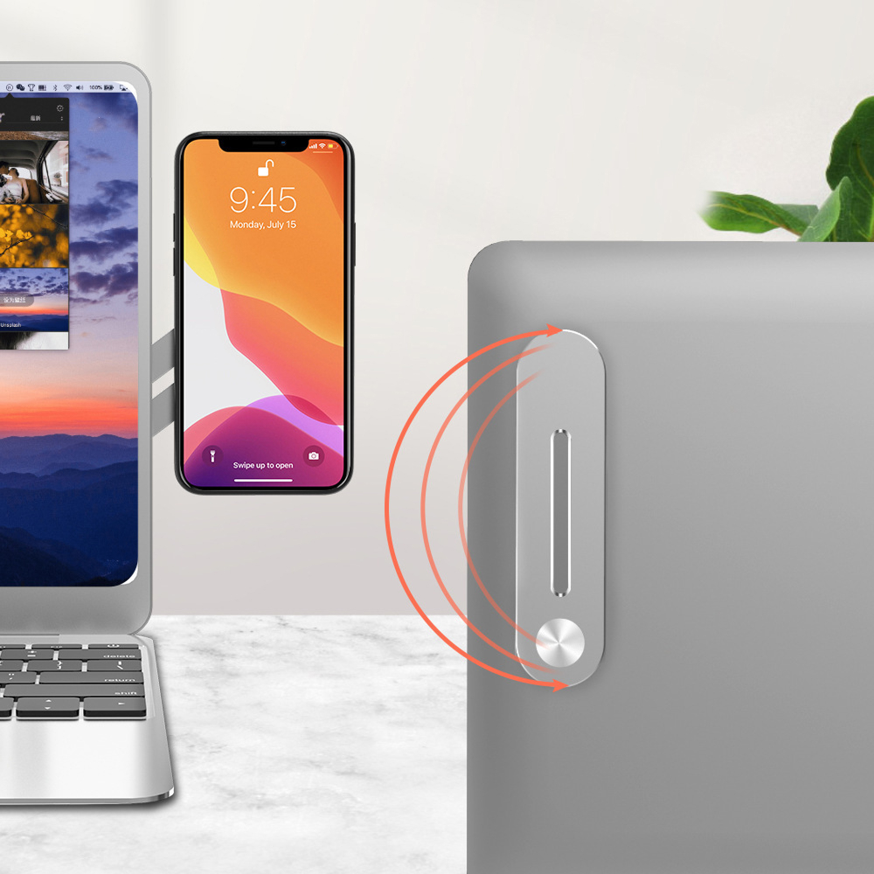 Magnetic Laptop Phone Holder 1