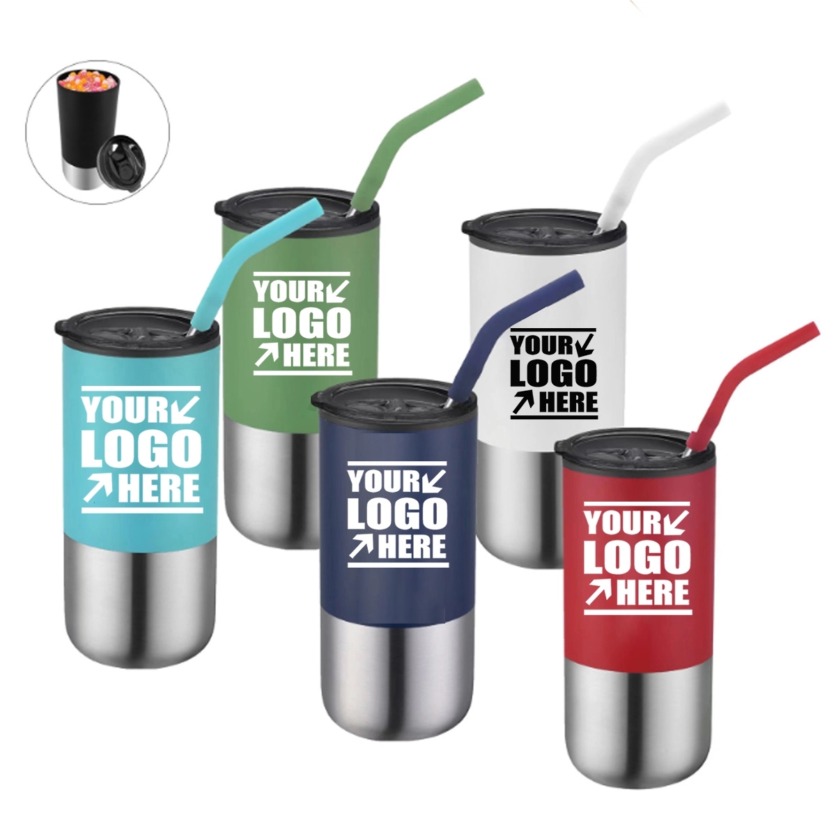 Custom Double Walled Stainless Steel Straw Insulated Tumbler 3