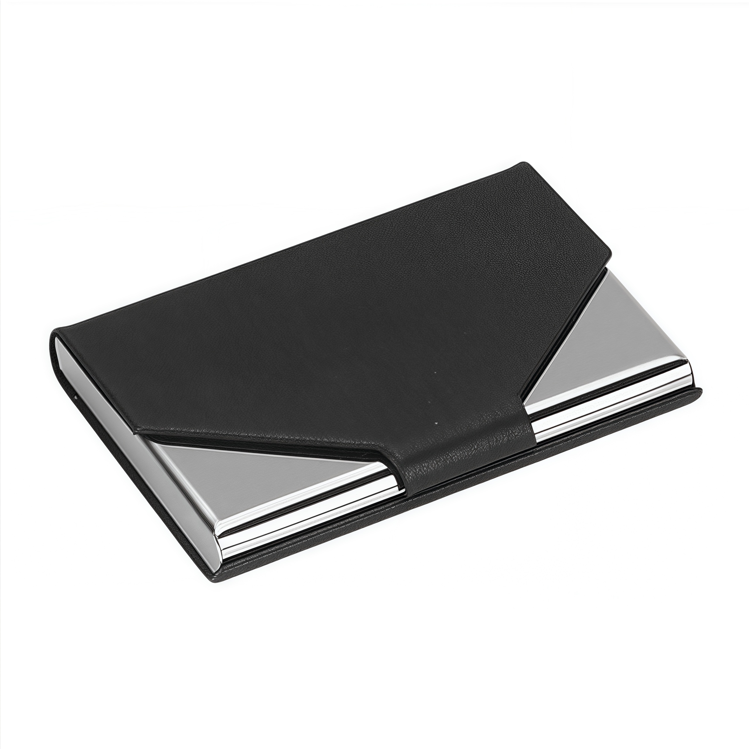 Metal Business Card Holder Office Gift Promotional Stainless Steel PU Card Case with Strong Magnet