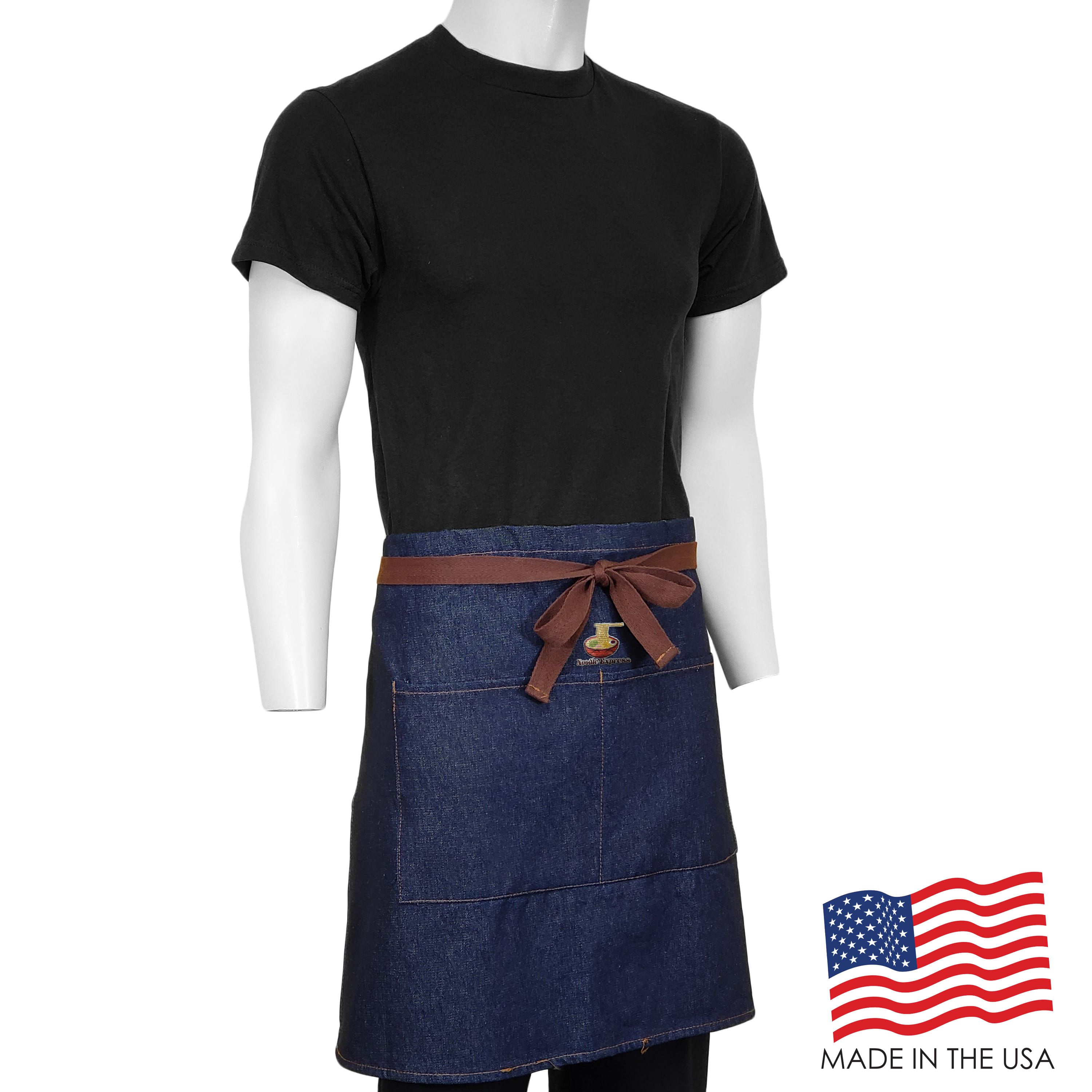 28 in. x 19 in. Denim Half Bistro Apron with Pockets (Embroidered Logo) 3