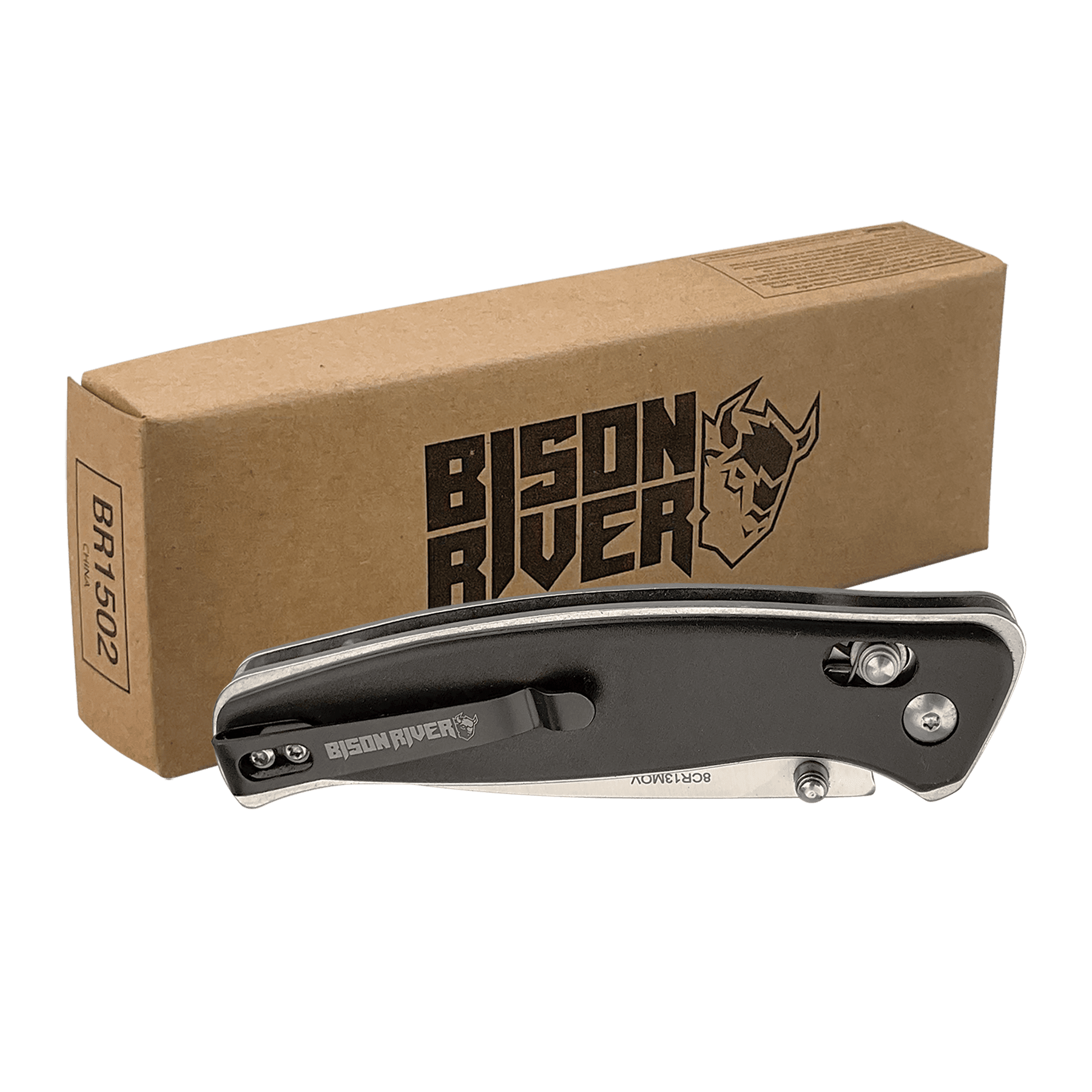Bison River 4.5" Black Button Lock Knife 3