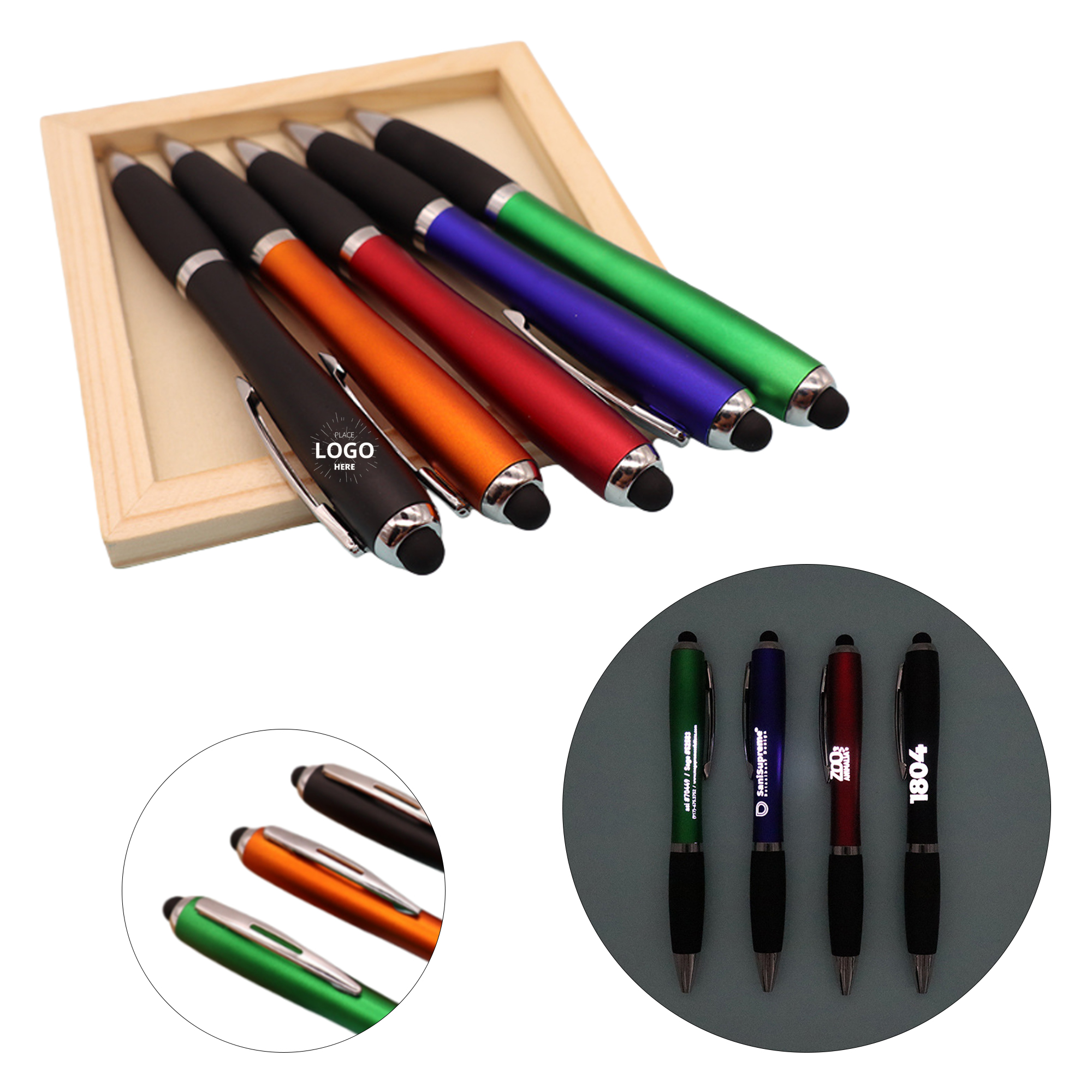 Led Light Up Logo Gourd Shaped Touch Ballpoint Pen 2